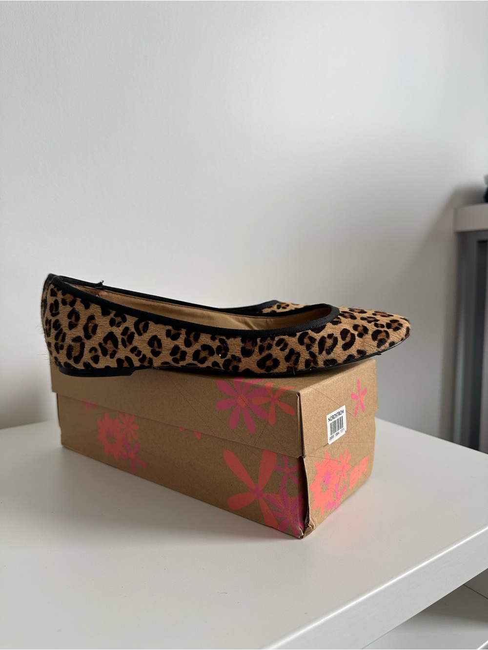 Nordstorm Leopard Print Ballet Flats with Black Trim